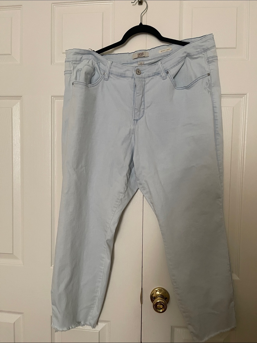 Vintage America Pale Blue Cropped Straight Jeans